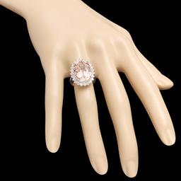 14k Gold 12.00ct Morganite 1.00ct Diamond Ring