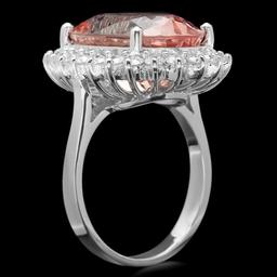 14k Gold 12.00ct Morganite 1.00ct Diamond Ring