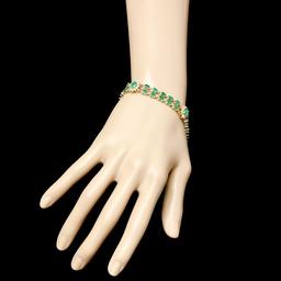 14k Gold 12.00ct Emerald 1.50ct Diamond Bracelet