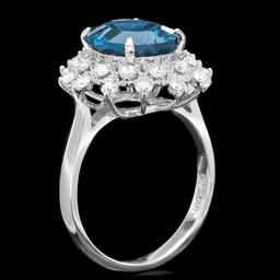 14k White Gold 4.00ct Topaz 0.70ct Diamond Ring