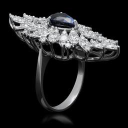 14K Gold 2.67ct Sapphire 3.31ct Diamond Ring