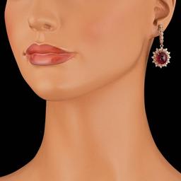 14k Rose 14.00ct Ruby 1.65ct Diamond Earrings
