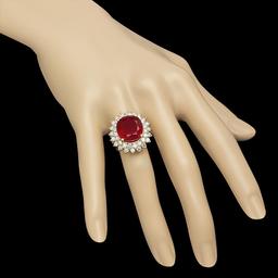 14K Gold 14.38ct Ruby 2.38ct Diamond Ring