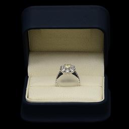 14K White Gold 0.80ct Fancy Color Diamond 2.72ct Diamond Ring