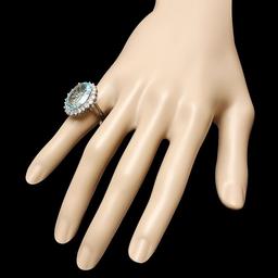 14k Gold 9.00ct Aquamarine 1.30ct Diamond Ring