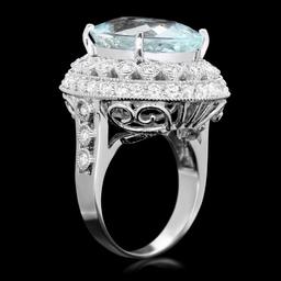 14k Gold 10ct Aquamarine 1.50ct Diamond Ring