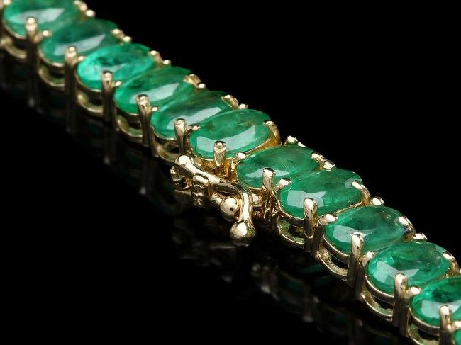 14k Gold 41.75ct Emerald 0.95ct Diamond Necklace