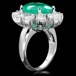 18k White Gold 8.00ct Emerald 3.35ct Diamond Ring