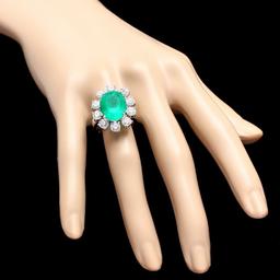 18k White Gold 8.00ct Emerald 3.35ct Diamond Ring