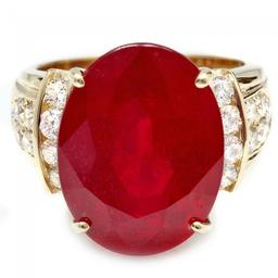 14k Yellow Gold 15.75ct Ruby 0.80ct Diamond Ring