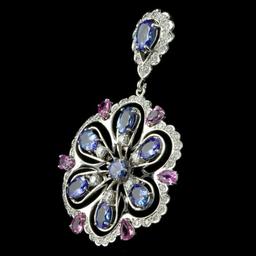 14k Gold 5.00ct Tanzanite 1.90ct Diamond Pendant