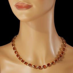 14K Gold 60.15ct Citrine Diamond Necklace