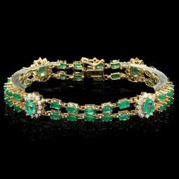 14k Gold 12.00ct Emerald 1.50ct Diamond Bracelet