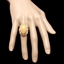 14k Yellow Gold 17.00ct Opal 0.65ct Diamond Ring