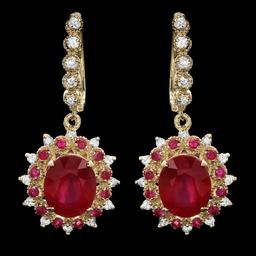 14k Gold 7.5ct Ruby 1.00ct Diamond Earrings