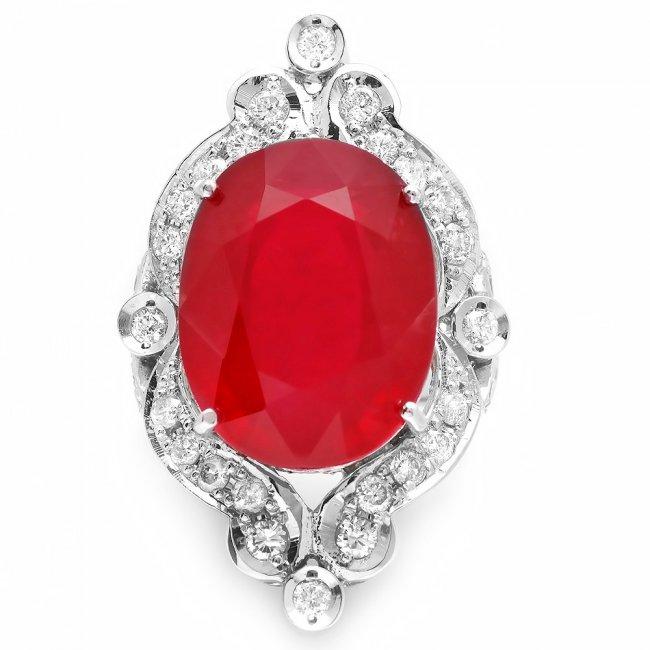 14k White Gold 22.00ct Ruby 1.30ct Diamond Ring