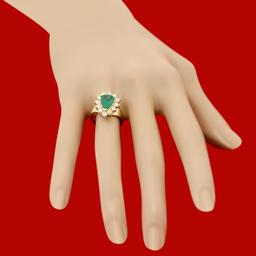 14k Gold 1.91ct Emerald 1.20ct Diamond Ring