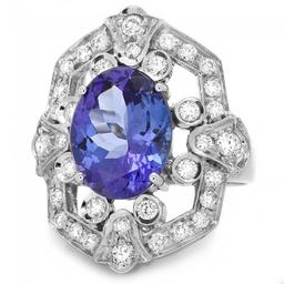 14k Gold 5.50ct Tanzanite 1.00ct Diamond Ring