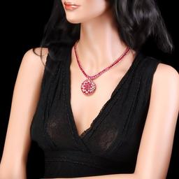 14k Gold 90.5ct Ruby 1.80ct Diamond Necklace