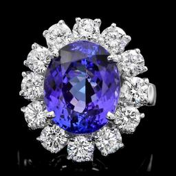 14k Gold 7.50ct Tanzanite 2.50ct Diamond Ring