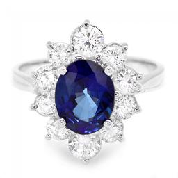 18k Gold 1.70ct Sapphire 1.20ct Diamond Ring