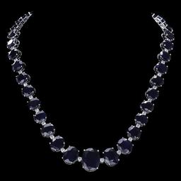14k Gold 143ct Sapphire 4ct Diamond Necklace