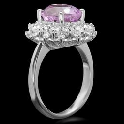 14k White Gold 4.50ct Kunzite 1.60ct Diamond Ring