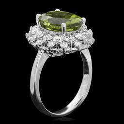 14k White Gold 5.00ct Peridot 1.60ct Diamond Ring