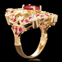 14k Yellow Gold 2.2ct Ruby 0.55ct Diamond Ring