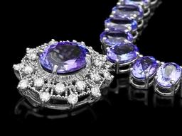 14k Gold 73ct Tanzanite 0.80ct Diamond Necklace