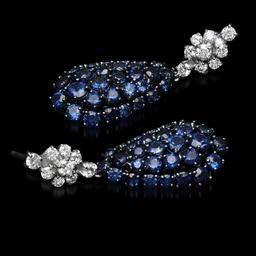 14K Gold 6.78ct Sapphire 0.68ct Diamond Earrings