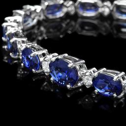 14k Gold 13.00ct Sapphire 0.75ct Diamond Bracelet