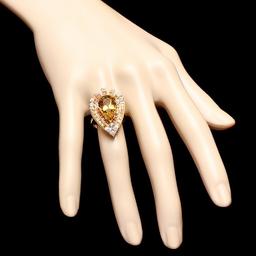 14k Yellow Gold 5.00ct Beryl 0.80ct Diamond Ring