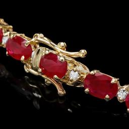 14k Gold 13.00ct Ruby 0.55ct Diamond Bracelet