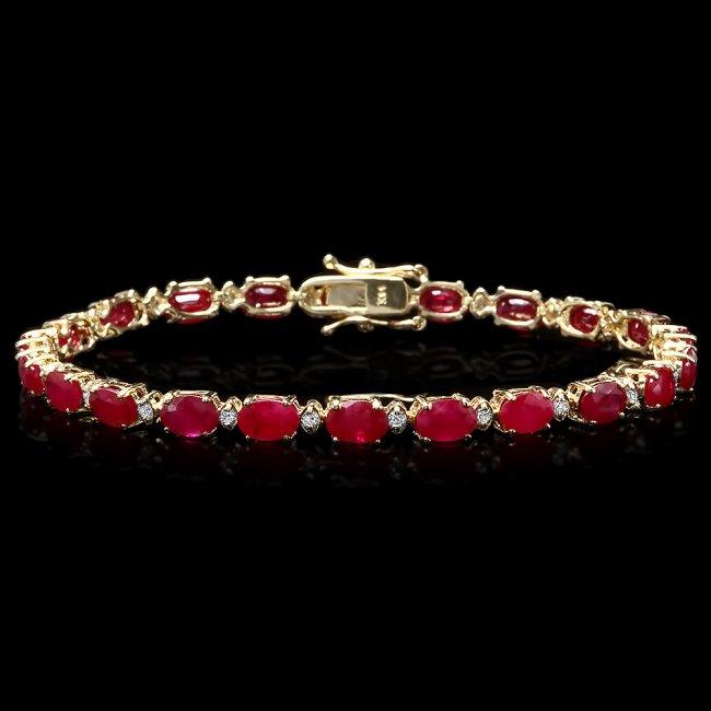 14k Gold 13.00ct Ruby 0.55ct Diamond Bracelet