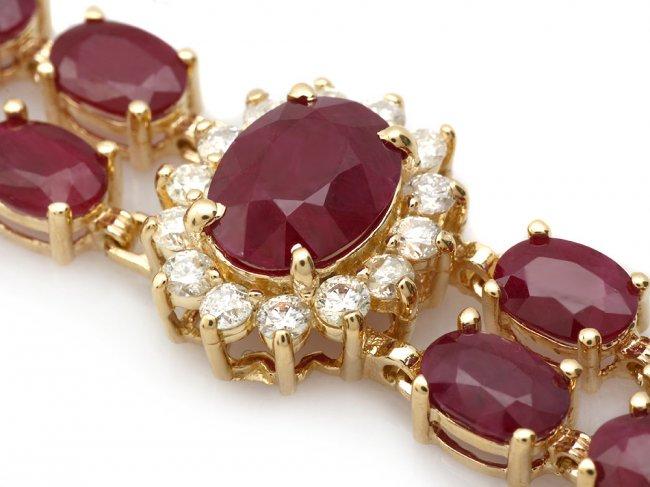 14k Gold 31.5ct Ruby 1.70ct Diamond Bracelet