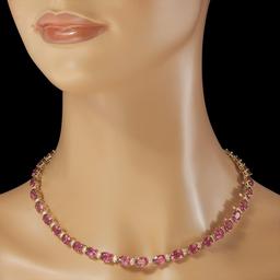 14K Gold 45.66ct Tourmaline 2.45ct Diamond Necklace