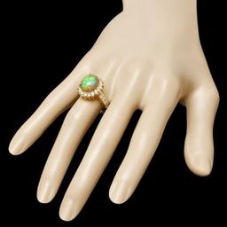 14k Yellow Gold 3ct Opal 1ct Diamond Ring