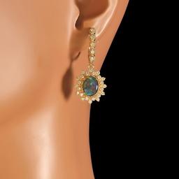 14k Gold 3.62ct Opal 1.60ct Diamond Earrings