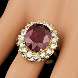 14k Yellow Gold 11.50ct Ruby 1.65ct Diamond Ring