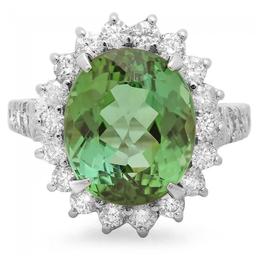 14k Gold 8.00ct Tourmaline 1.25ct Diamond Ring