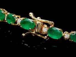 14k Gold 10ct Emerald 0.60ct Diamond Bracelet