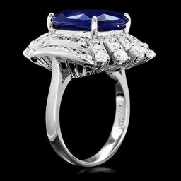 14k Gold 10.50ct Sapphire 1.90ct Diamond Ring