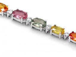 14k Gold 14ct Sapphire 0.75ct Diamond Bracelet