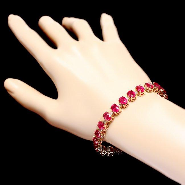 14k Gold 32.00ct Ruby 0.80ct Diamond Bracelet