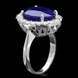 14k Gold 10.00ct Sapphire 0.90ct Diamond Ring