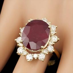 14k Yellow Gold 13.00ct Ruby 1.80ct Diamond Ring