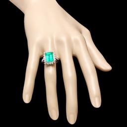 14k White Gold 4.00ct Emerald 1.00ct Diamond Ring