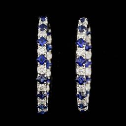 14k Gold 6.00ct Sapphire 3.20ct Diamond Earrings