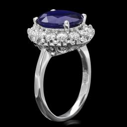 14k Gold 5.00ct Sapphire 1.00ct Diamond Ring